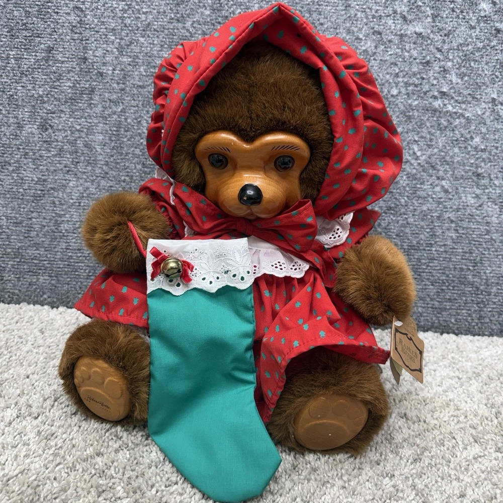 Vintage Raikes Bears Nicolette Christmas Holiday Stuffed Wood #3929